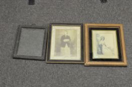 A Regency portrait of a seated lady, framed; a Victorian photo,