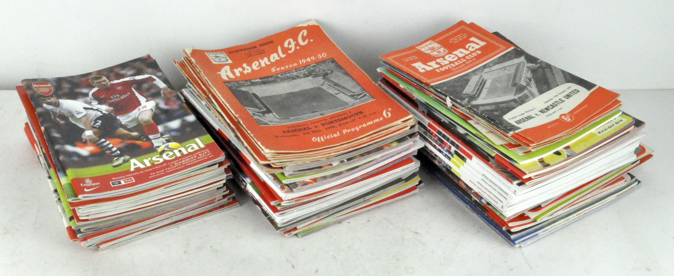 A collection of vintage Arsenal football programmes, dating from 1949/50 - 2020/21,
