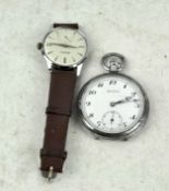 A Helvetia gents wristwatch, the dial with baton hour markers,