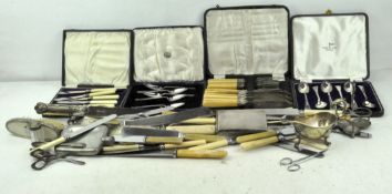 A collection of silver plated flatware etc