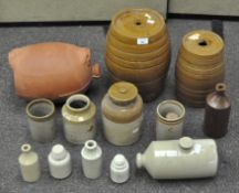 A collection of stoneware pots, including a terracotta pot mould, made on Old Great North Road,