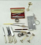 Assorted collectables, to include Parker pens, a silver fluted spill vase,