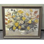 B W Sanley, Still Life of vase of flowers, oil on canvas, framed,