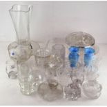 A selection of assorted glassware to include vases, dishes, drinking glasses,