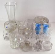 A selection of assorted glassware to include vases, dishes, drinking glasses,
