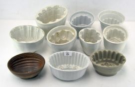 A quantity of ten pottery and stoneware jelly moulds, late 19th century and later,