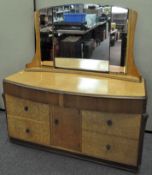 An Art Deco style bird's eye maple dressing table, mid 20th century,