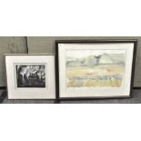 A Lucy Dynevor (b 1934), etching of a Power Station, framed,