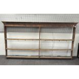 A large vintage pine three shelf plate rack/dresser top,