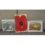 Three contemporary oil paintings, two framed and depicting landscapes, one signed 'Swaffin',