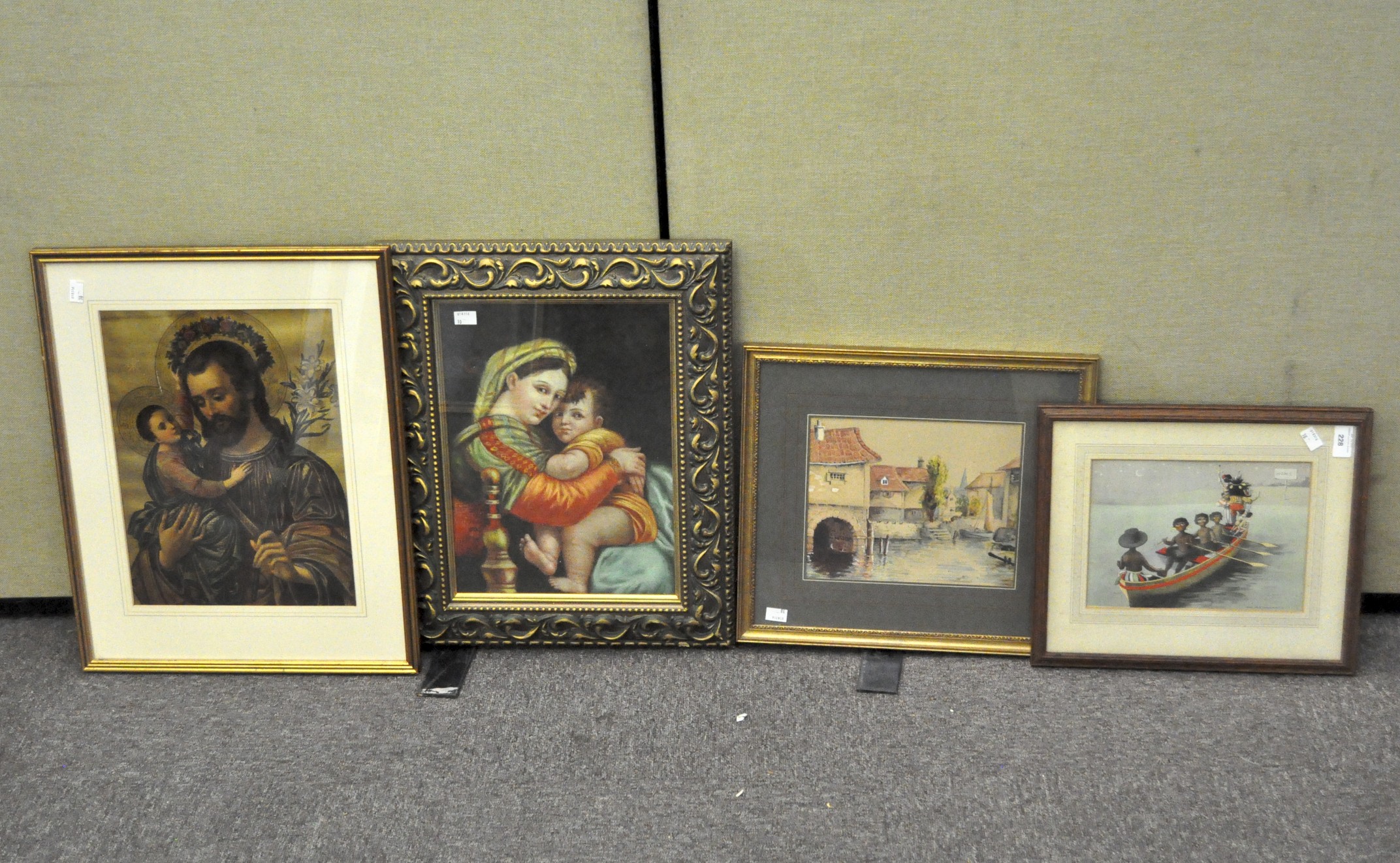 A group of three framed prints, including a Longmans, Green & Co (copyright 1896) print 'Home',