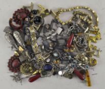 A box of costume jewellery, including earrings, necklaces,