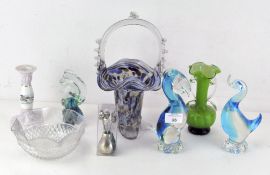 A selection of glassware, to include a Murano glass fruit bowl,