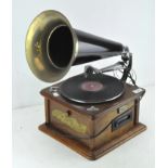 A vintage style oak cased 'Classic Home' horned phonograph circa 1980's,