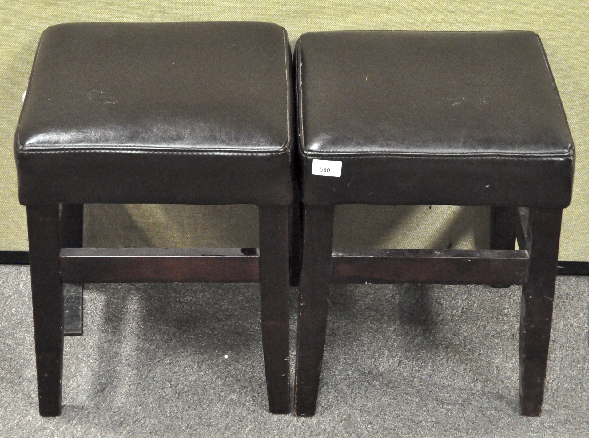 Two modern piano stools, upholstered with brown leather seats, - Image 2 of 2