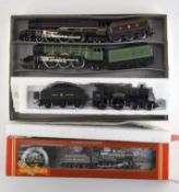 Three Hornby 00 gauge locomotives and tenders