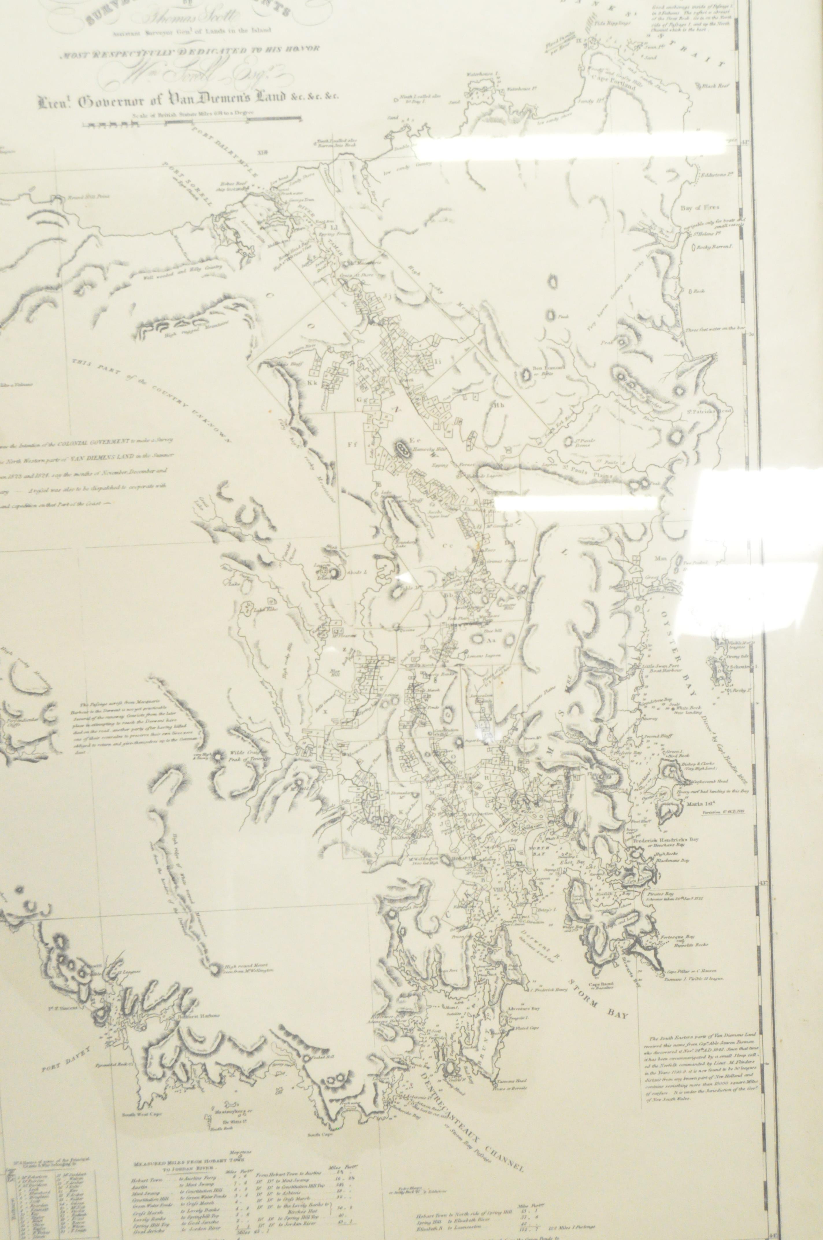 A map after Thomas Scott (1800-1855), of 'Van Diemen's land', with record of Colonial settlements, - Image 5 of 8