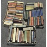 Three boxes of vintage books, including authors: Dickens, Victor Hugo, Dornford Yates,