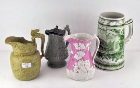 A Victorian Ridgway jug together with other jugs