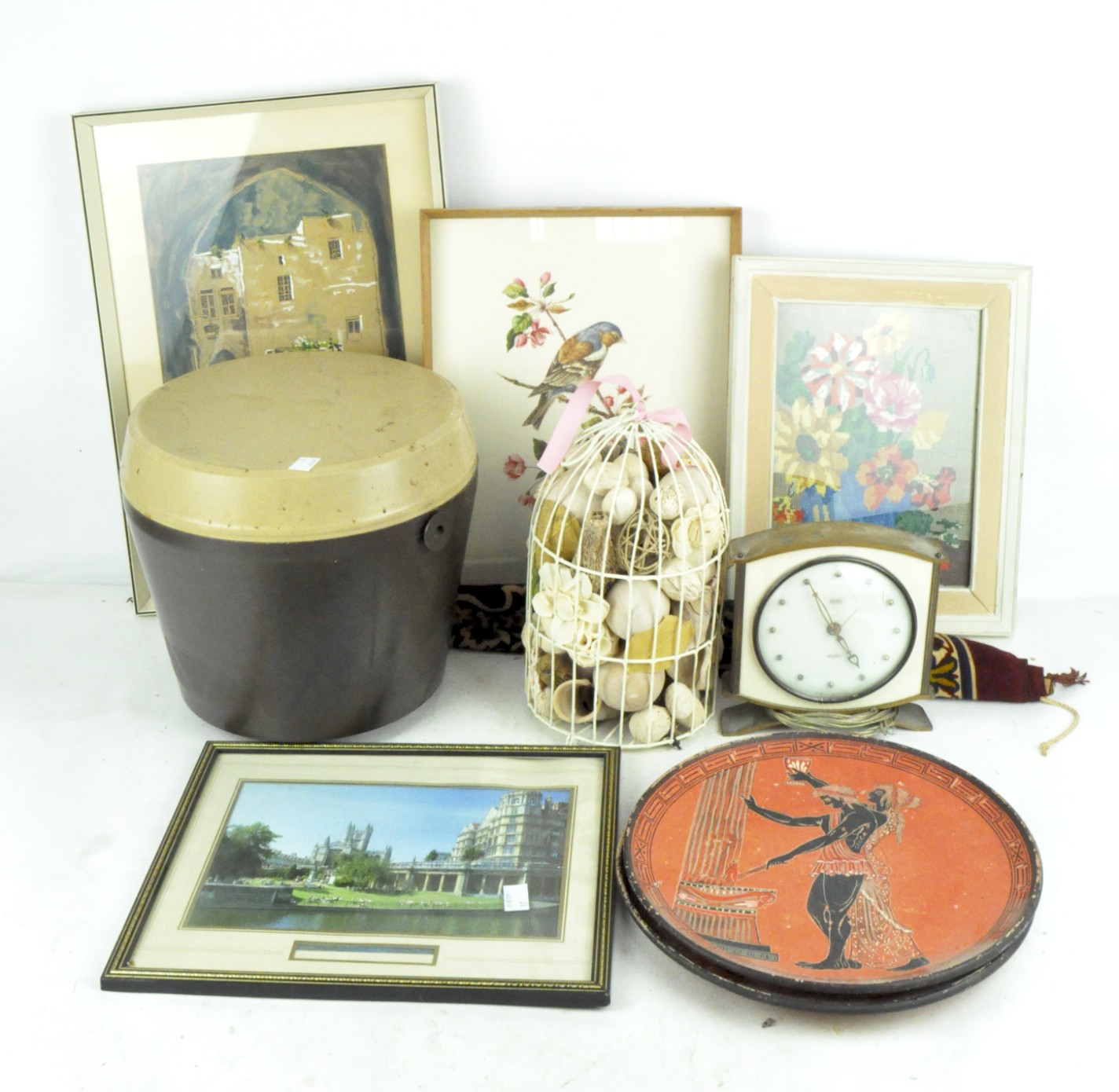 Assorted collectables, to include a sewing box, with contents, framed pictures, - Image 2 of 2