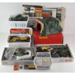 A group of 00 gauge construction equipment, including 1950's manuals, Superquick stickers,