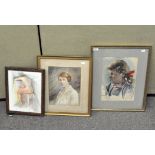 Two watercolours of women and one of a nude