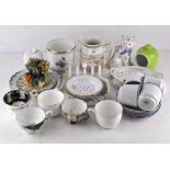 A selection of various 20th century ceramics to include tea cups, dishes, an ornamental cat,