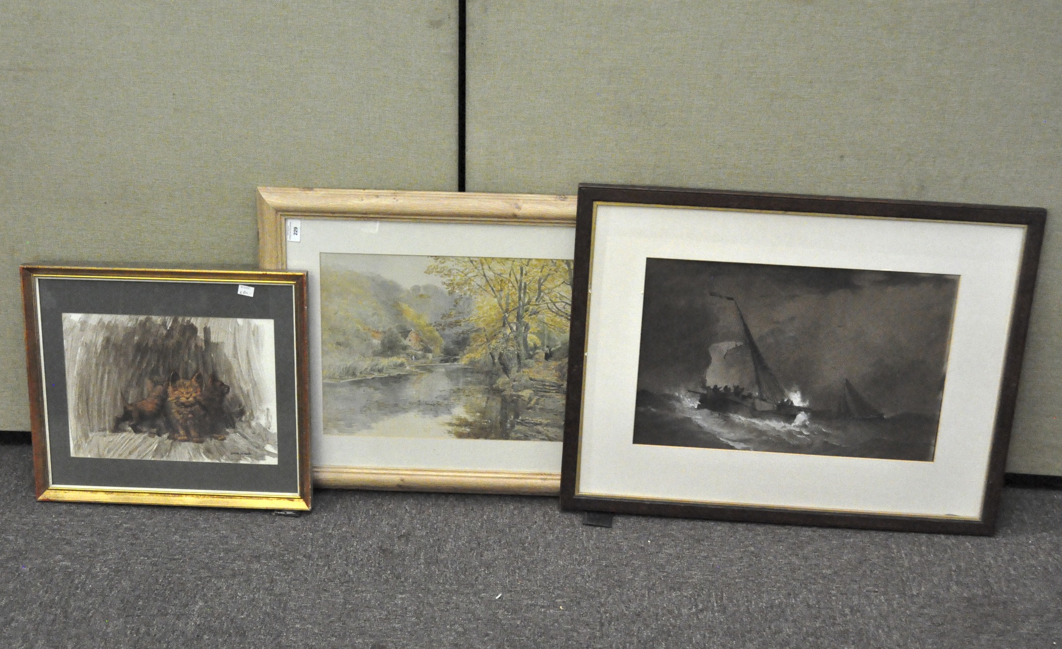 Three pictures, to include a David Blake portrait of cats, - Image 2 of 2