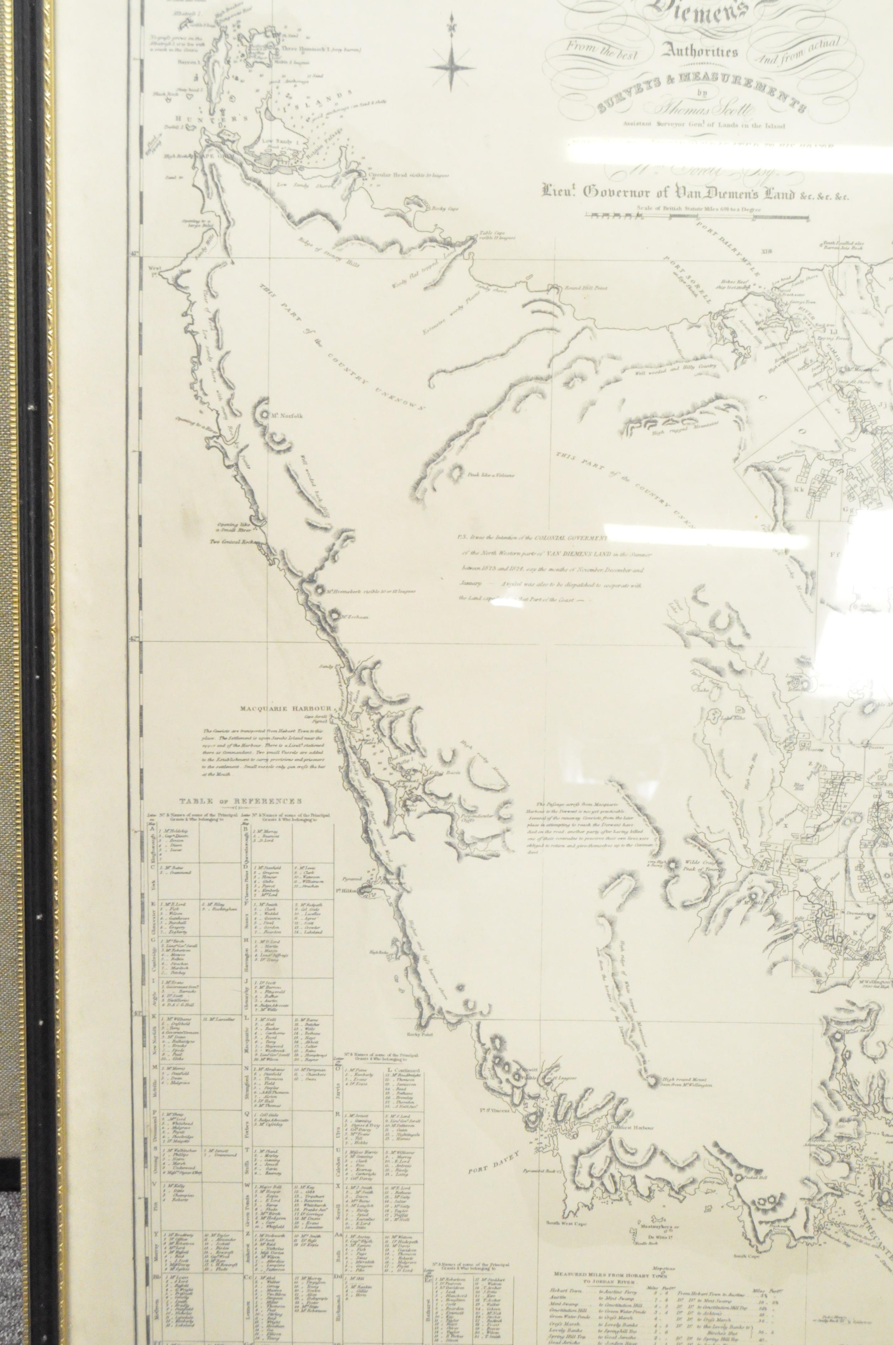 A map after Thomas Scott (1800-1855), of 'Van Diemen's land', with record of Colonial settlements, - Image 4 of 8