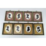 Eight signed silhouettes depicting various figures by Enid Elliott Linder,
