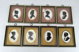 Eight signed silhouettes depicting various figures by Enid Elliott Linder,