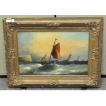 20th century school, oil on board, maritime scene, in gilt wood and gesso frame, 59.