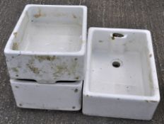 Three Belfast sinks, one by Royal Doulton,