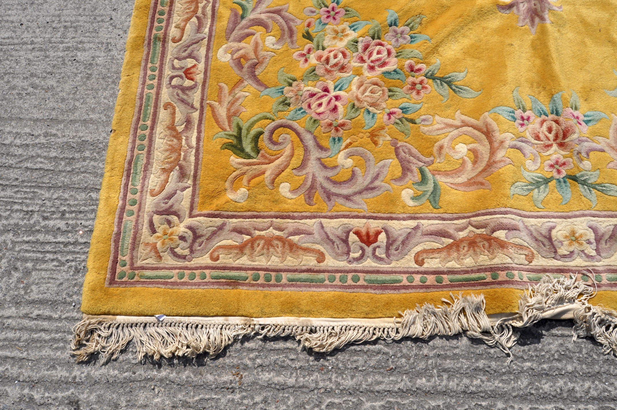 A modern Chinese large floral carpet with a yellow ground, - Image 2 of 3