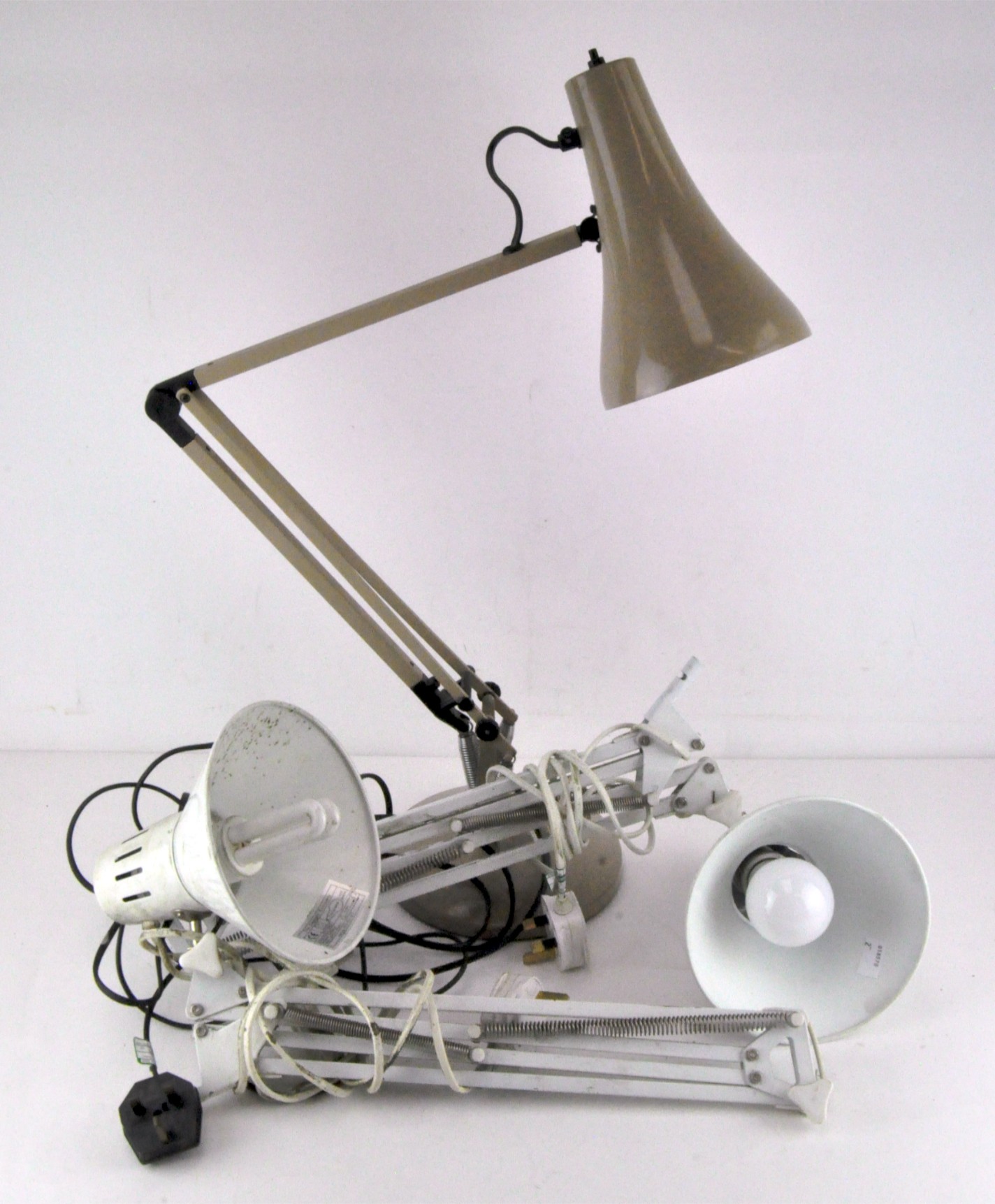Three anglepoise style lamps,