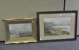 Two large Victorian watercolour landscapes, the first initialled EMW '96,