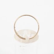 A yellow metal D shape 5.5mm wedding ring. Hallmarked 9ct gold, Birmingham, 1969. Size K