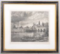 Norman Hirst, mezzotint, An English River landscape, the print dated 1903, signed lower right,