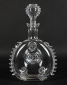 A Baccarat Remy Martin cognac decanter and stopper, enamelled marks, of compressed circular form,
