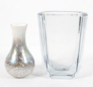 A Royal Brierley cased art glass with pearlised irridescent service, of bulb form, etched marks,