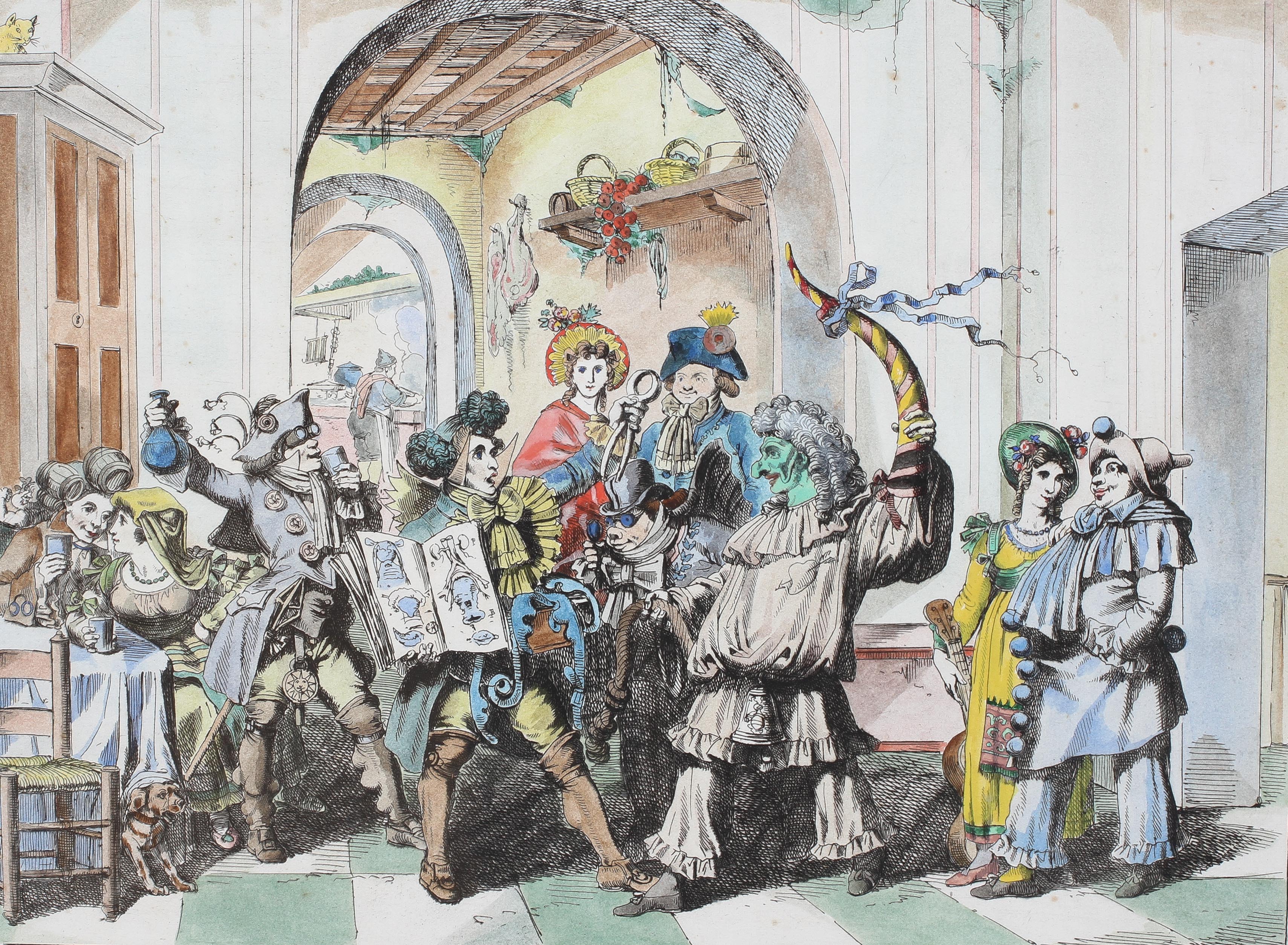 Four coloured prints by Bartolomeo Pinelli, circa 1830's, including Carnival and Coaching subjects, - Image 5 of 5