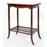 An Edwardian rosewood and inlaid occasional table, of shaped rectangular form with shelf stretcher,