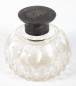 A silver topped glass scent bottle, initialled, makers mark JG & S, Birmingham 1904,