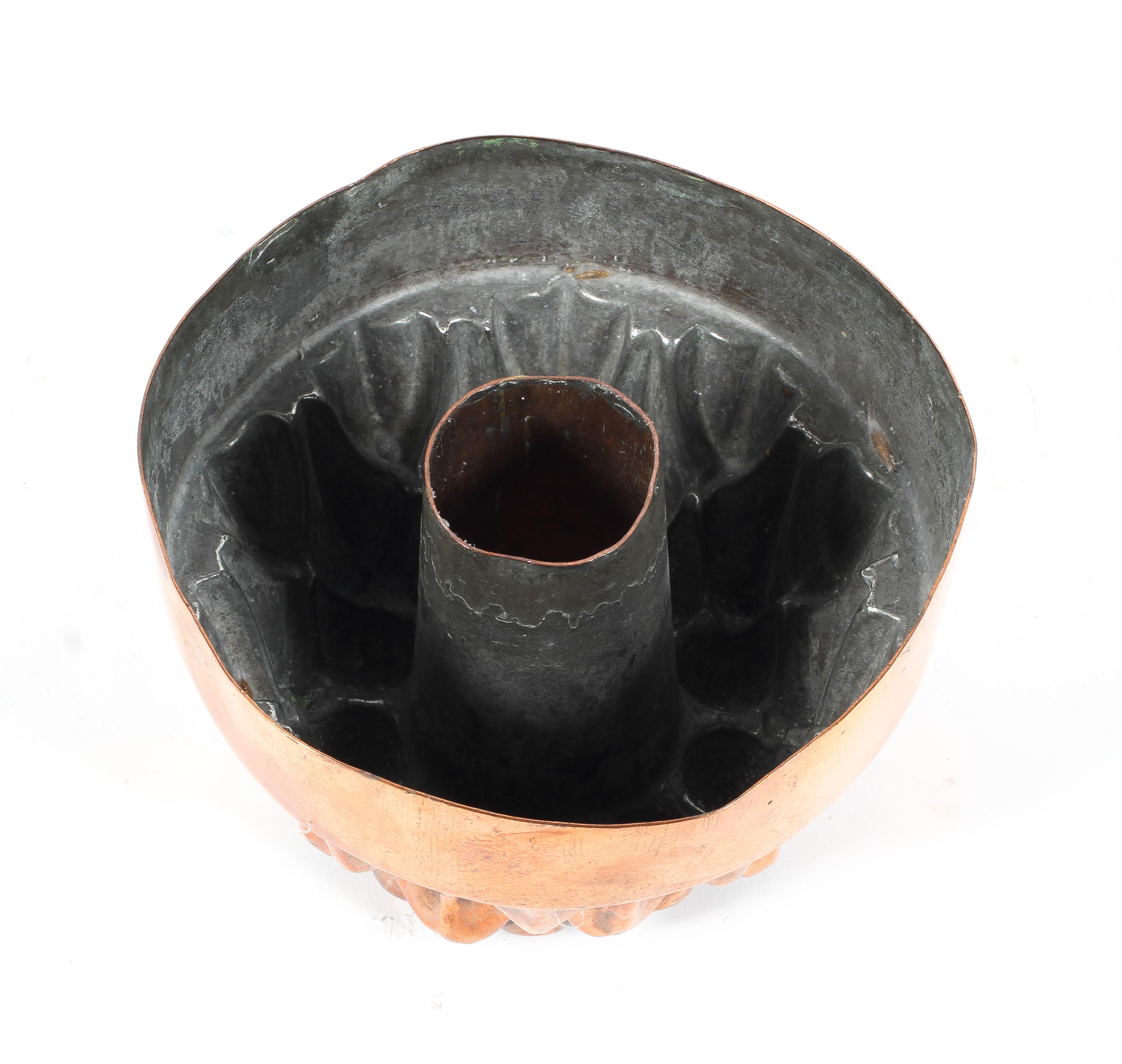 A Victorian copper jelly mould, 19th century, of traditional tiered arched ring form, - Image 2 of 2
