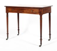 An early 19th century mahogany desk, or side table with frieze drawer,