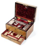 A late 19th century burr walnut veneered vanity/jewellery box,