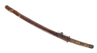A WWII Japanese Officers presentation Samurai sword and leather scabbard,