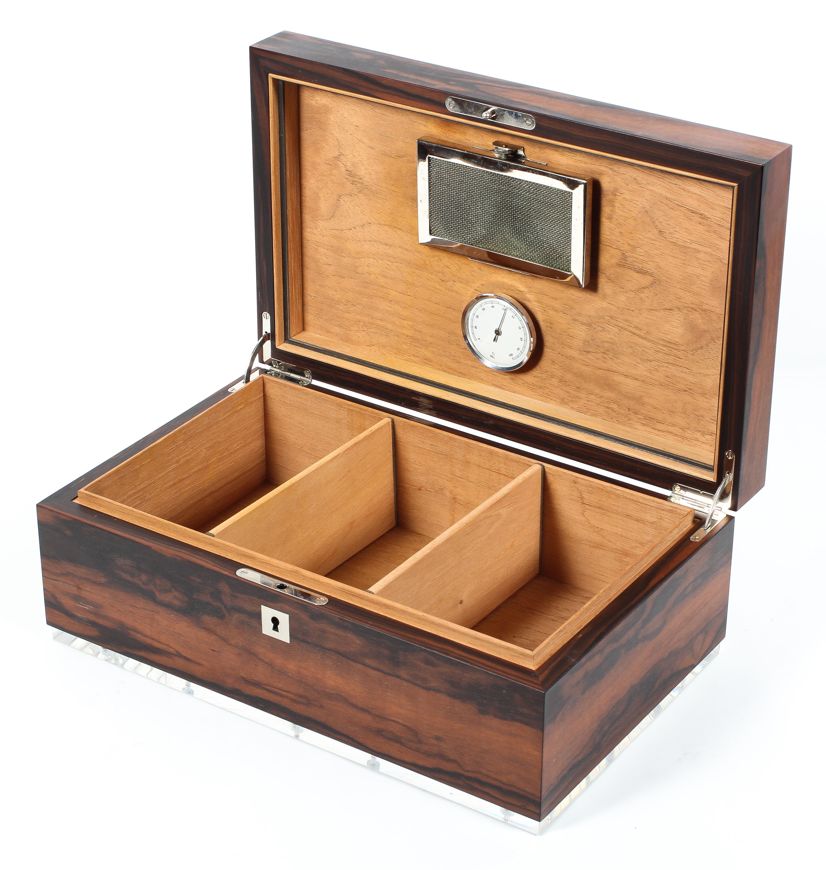 A David Linley cigar humidor, of rectangular section, cedar lined with hygrometer, lockable, - Image 2 of 2