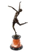 After Bruno Zach (1891-1945), an Art Deco patinated bronze figure of a dancer,