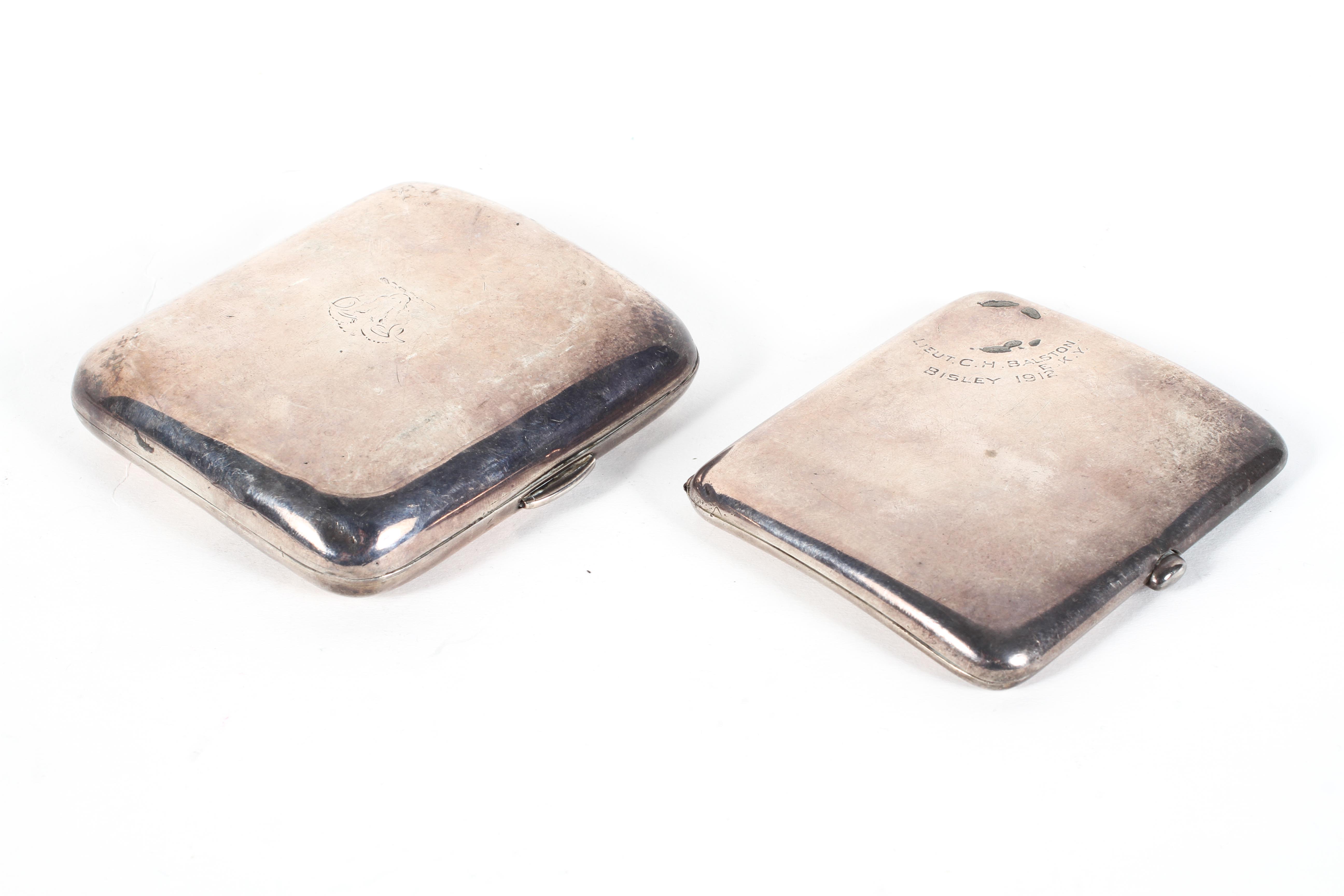 Two silver cigarette cases, one hallmarked Birmingham 1896 by H M Emanuel & Son,